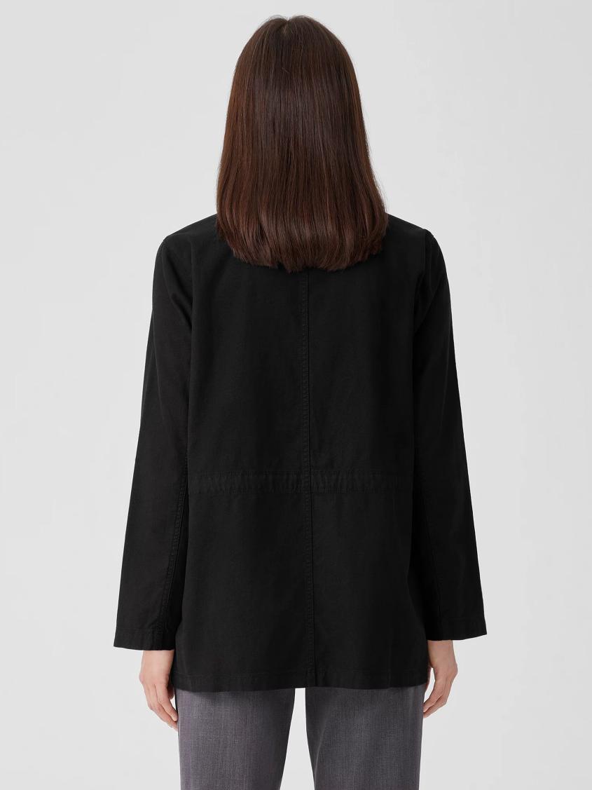 Eileen Fisher Jackets, Coats &amp; Vests | Cotton Hemp Stretch Stand Collar Jacket Black - Women