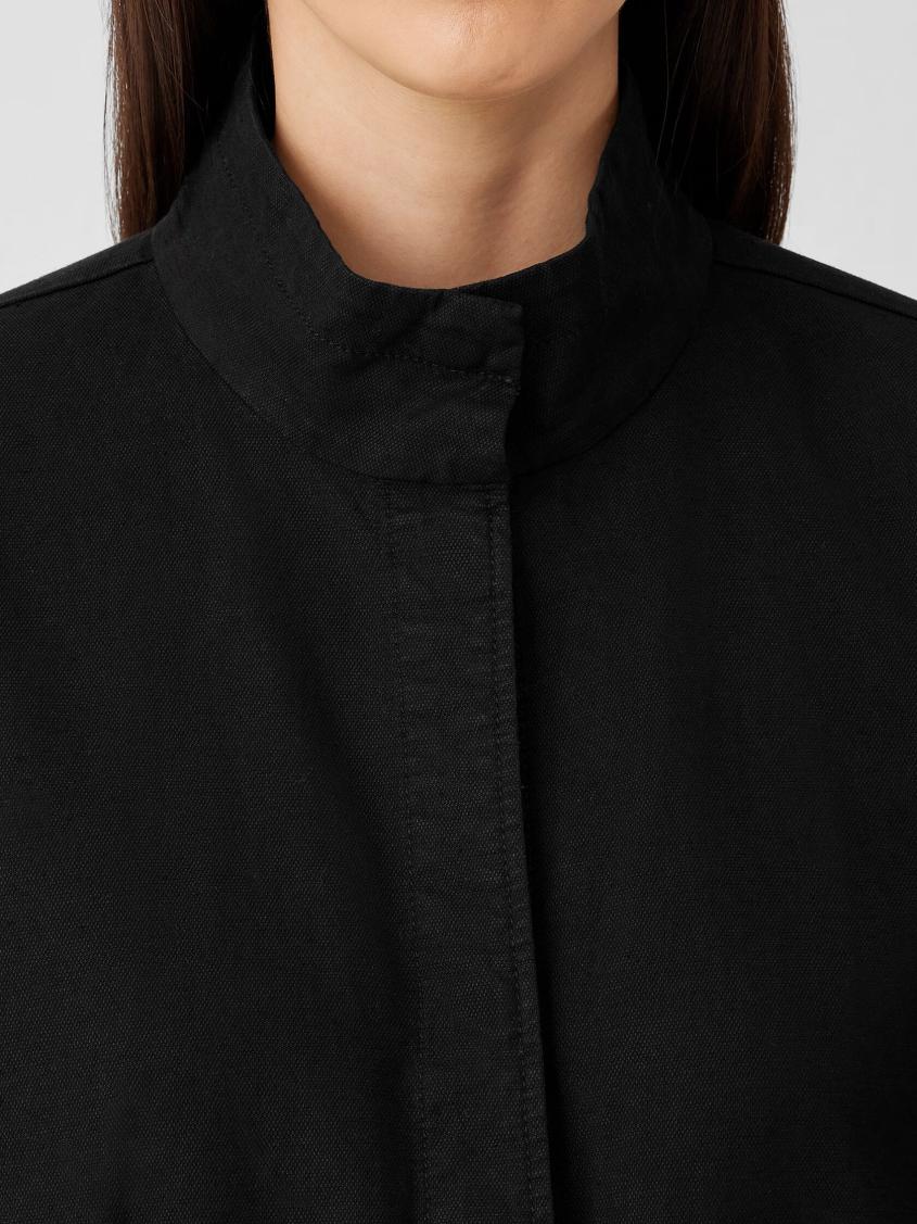 Eileen Fisher Jackets, Coats &amp; Vests | Cotton Hemp Stretch Stand Collar Jacket Black - Women