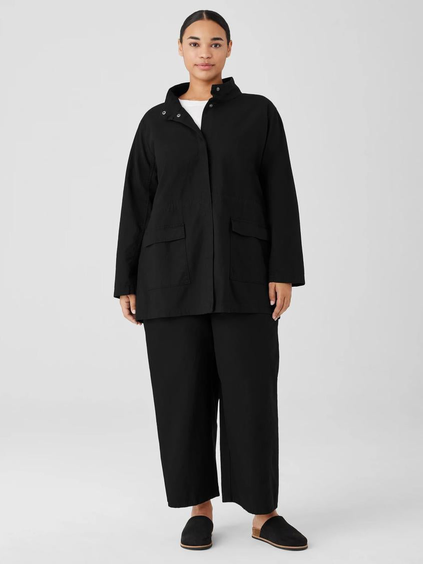 Eileen Fisher Jackets, Coats &amp; Vests | Cotton Hemp Stretch Stand Collar Jacket Black - Women