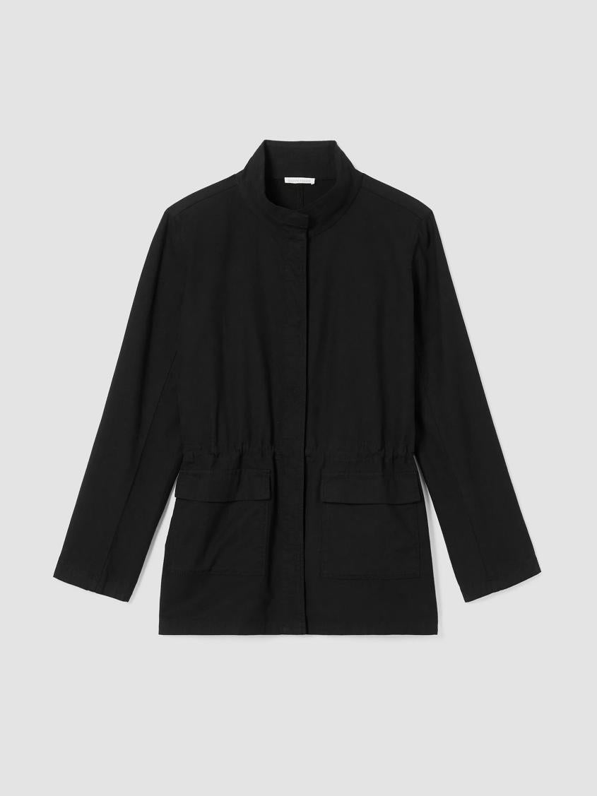 Eileen Fisher Jackets, Coats &amp; Vests | Cotton Hemp Stretch Stand Collar Jacket Black - Women