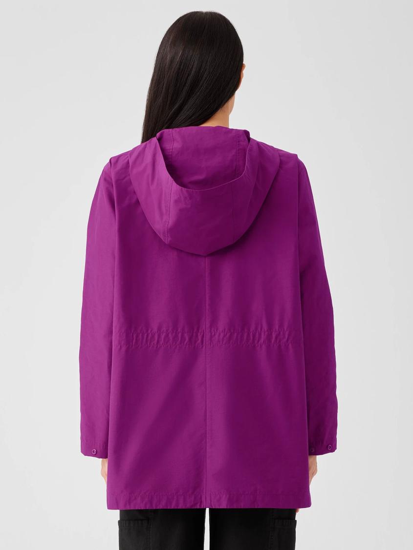 Eileen Fisher Jackets, Coats &amp; Vests | Light Cotton Nylon Hooded Coat Atlantis - Women