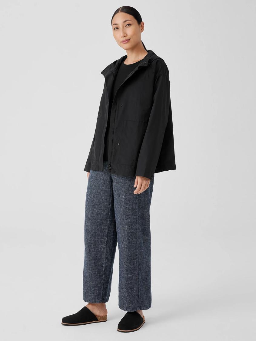 Eileen Fisher Jackets, Coats &amp; Vests | Light Cotton Nylon Hooded Jacket Black - Women