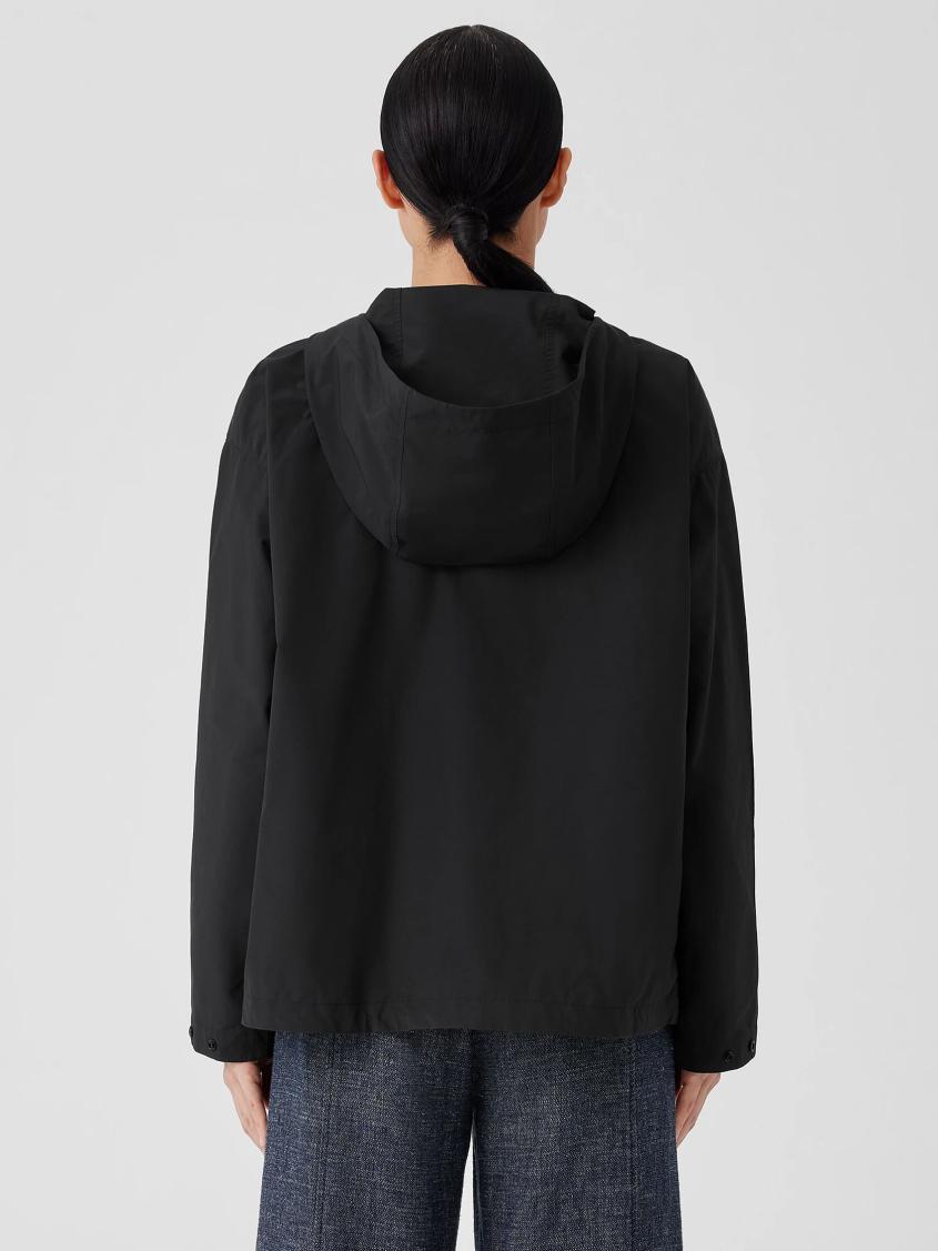 Eileen Fisher Jackets, Coats &amp; Vests | Light Cotton Nylon Hooded Jacket Black - Women