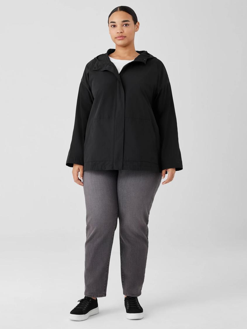 Eileen Fisher Jackets, Coats &amp; Vests | Light Cotton Nylon Hooded Jacket Black - Women