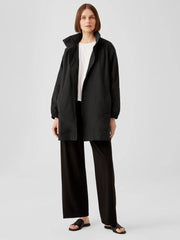 Eileen Fisher Jackets, Coats &amp; Vests | Light Cotton Nylon Stand Collar Long Coat Black - Women