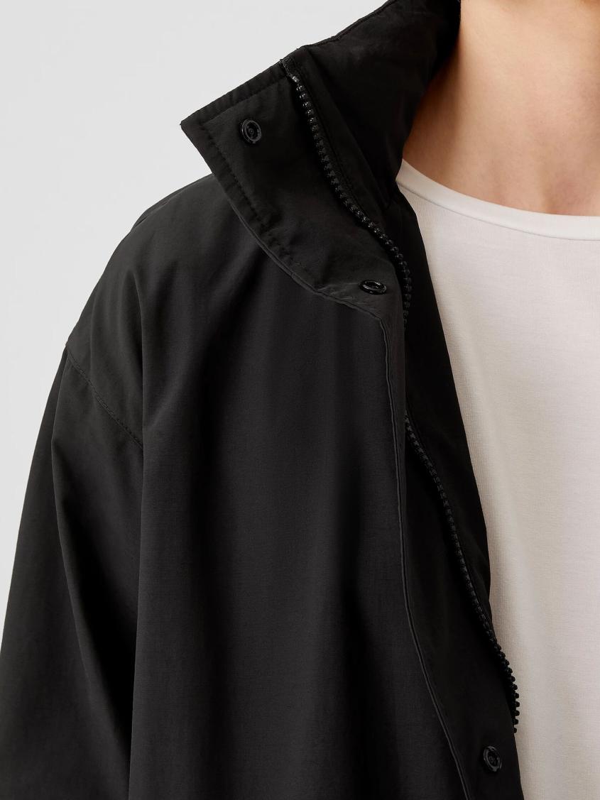 Eileen Fisher Jackets, Coats &amp; Vests | Light Cotton Nylon Stand Collar Long Coat Black - Women