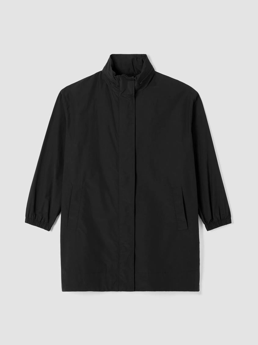 Eileen Fisher Jackets, Coats &amp; Vests | Light Cotton Nylon Stand Collar Long Coat Black - Women