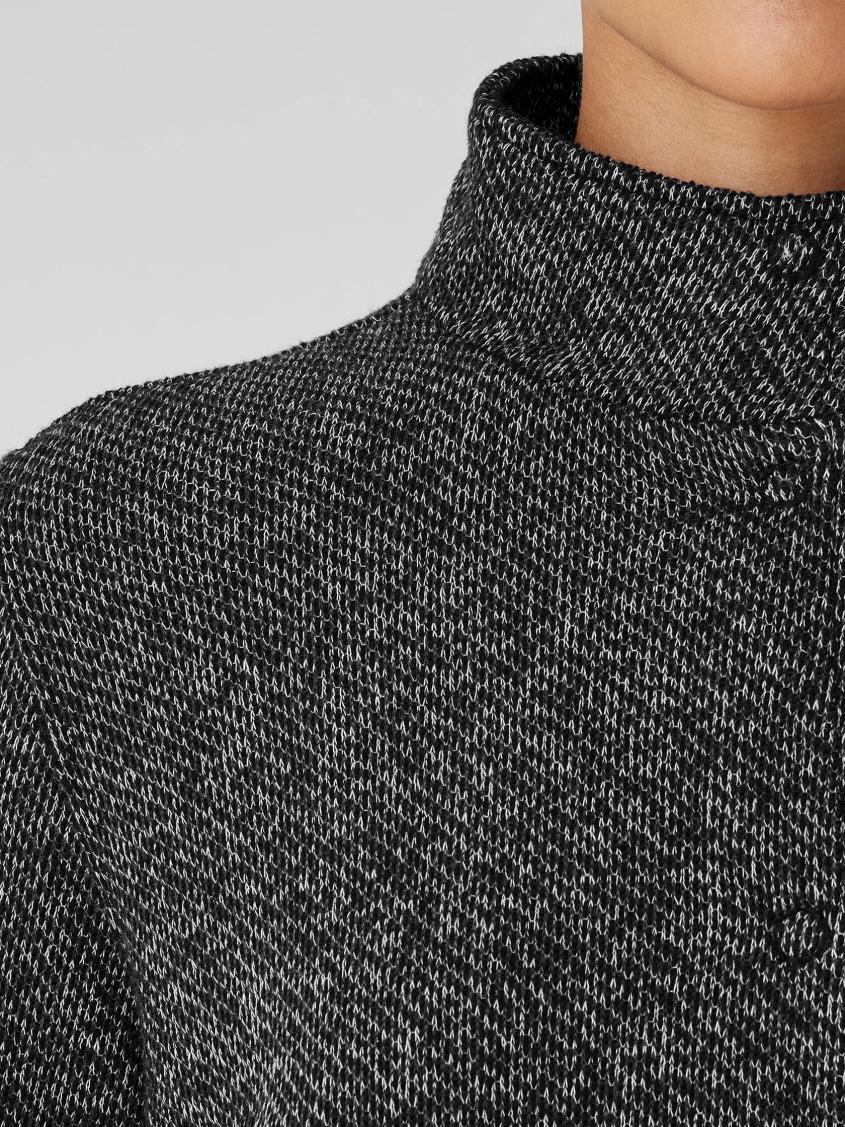 Eileen Fisher Jackets, Coats &amp; Vests | Organic Cotton Terry Stand Collar Jacket Black/softwhite - Women