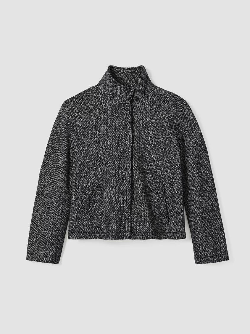 Eileen Fisher Jackets, Coats &amp; Vests | Organic Cotton Terry Stand Collar Jacket Black/softwhite - Women