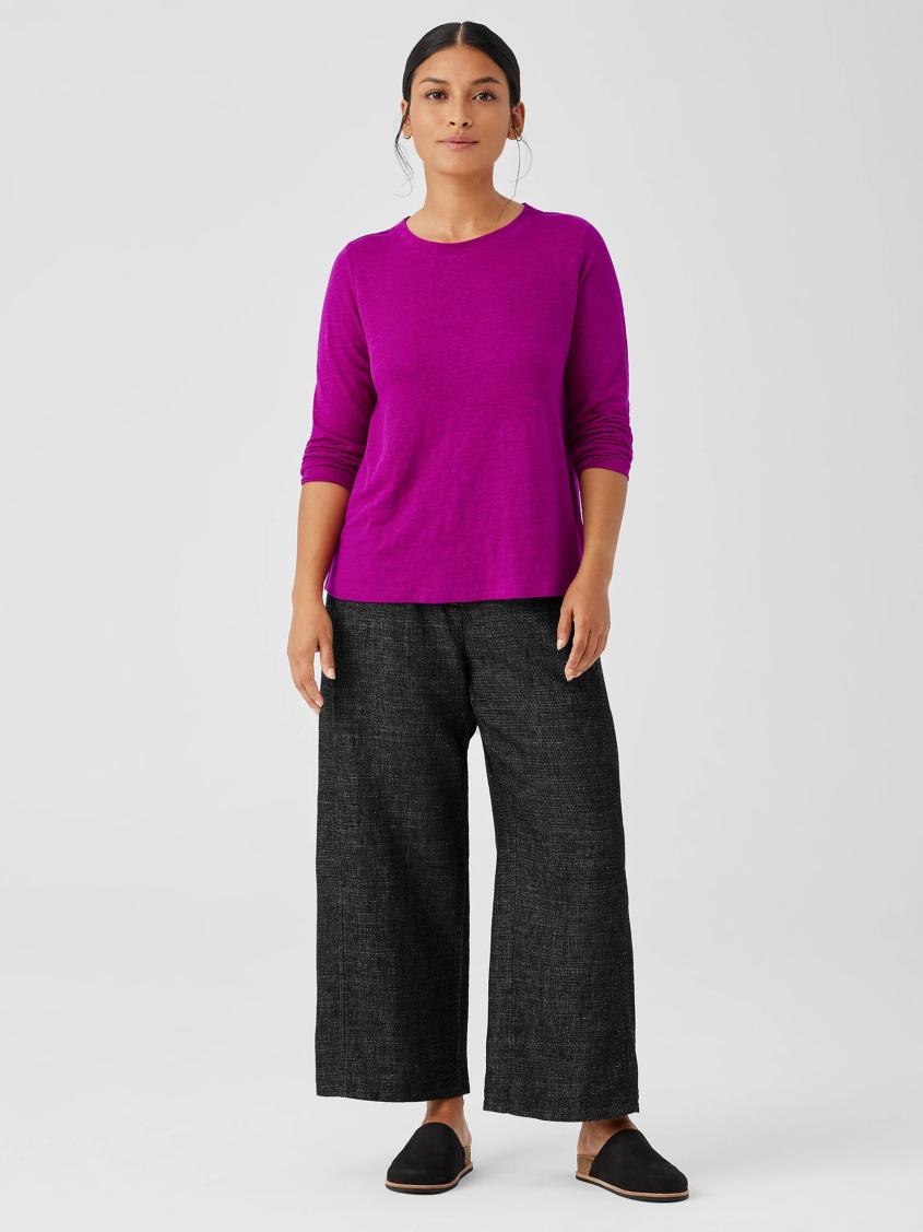 Eileen Fisher Jackets, Coats &amp; Vests | Organic Linen Jersey Crew Neck Top Black - Women