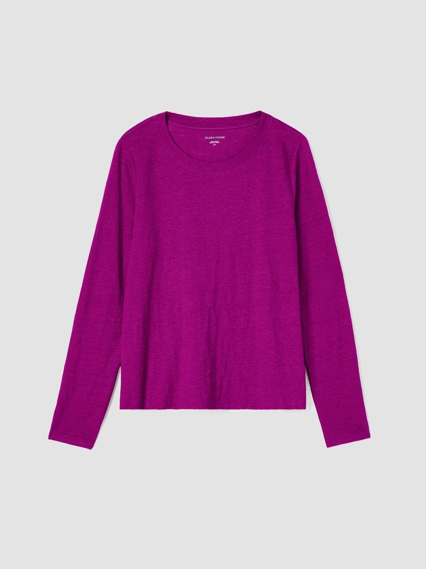 Eileen Fisher Jackets, Coats &amp; Vests | Organic Linen Jersey Crew Neck Top Black - Women