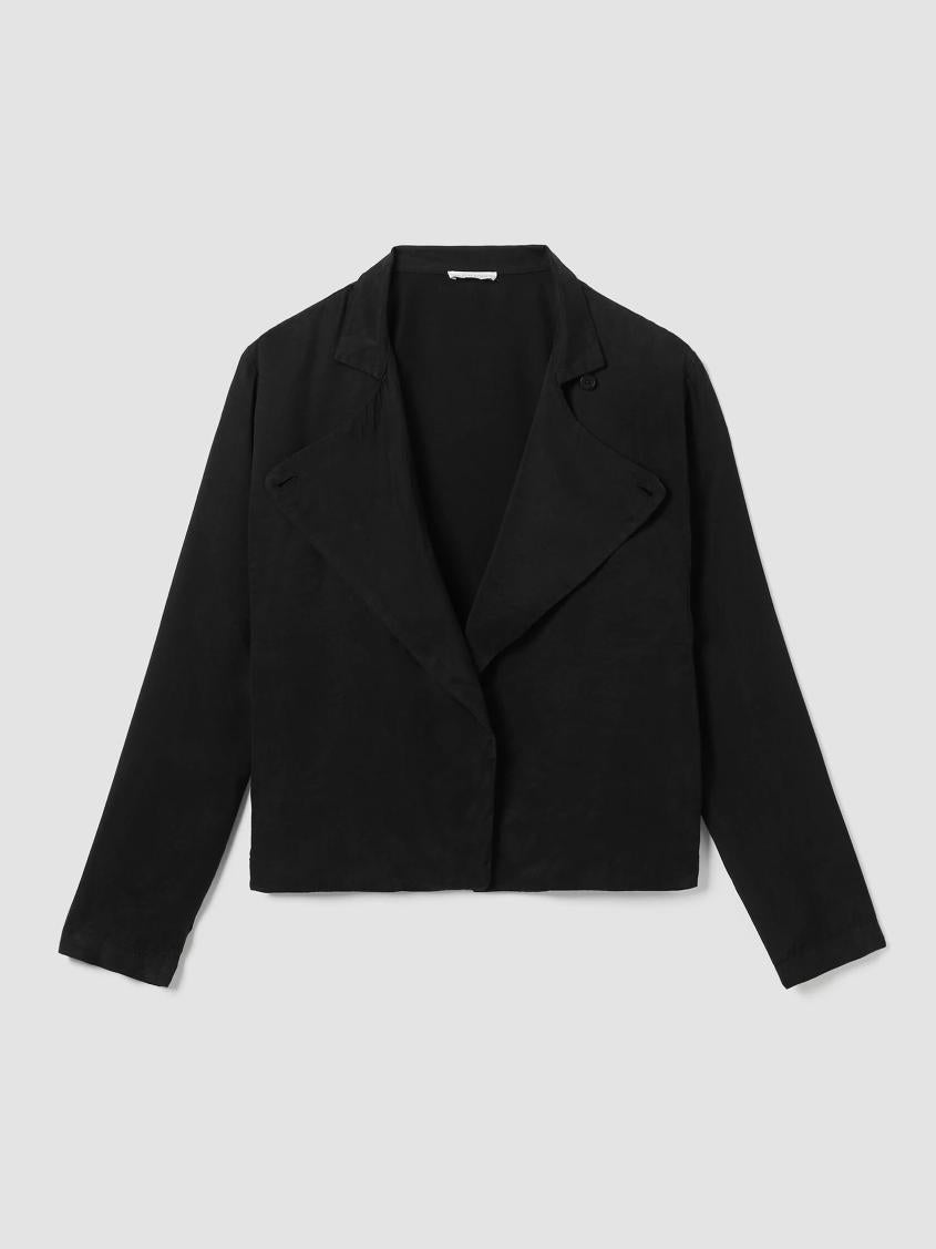 Eileen Fisher Jackets, Coats &amp; Vests | Sandwashed Twill Stand Collar Jacket Black - Women