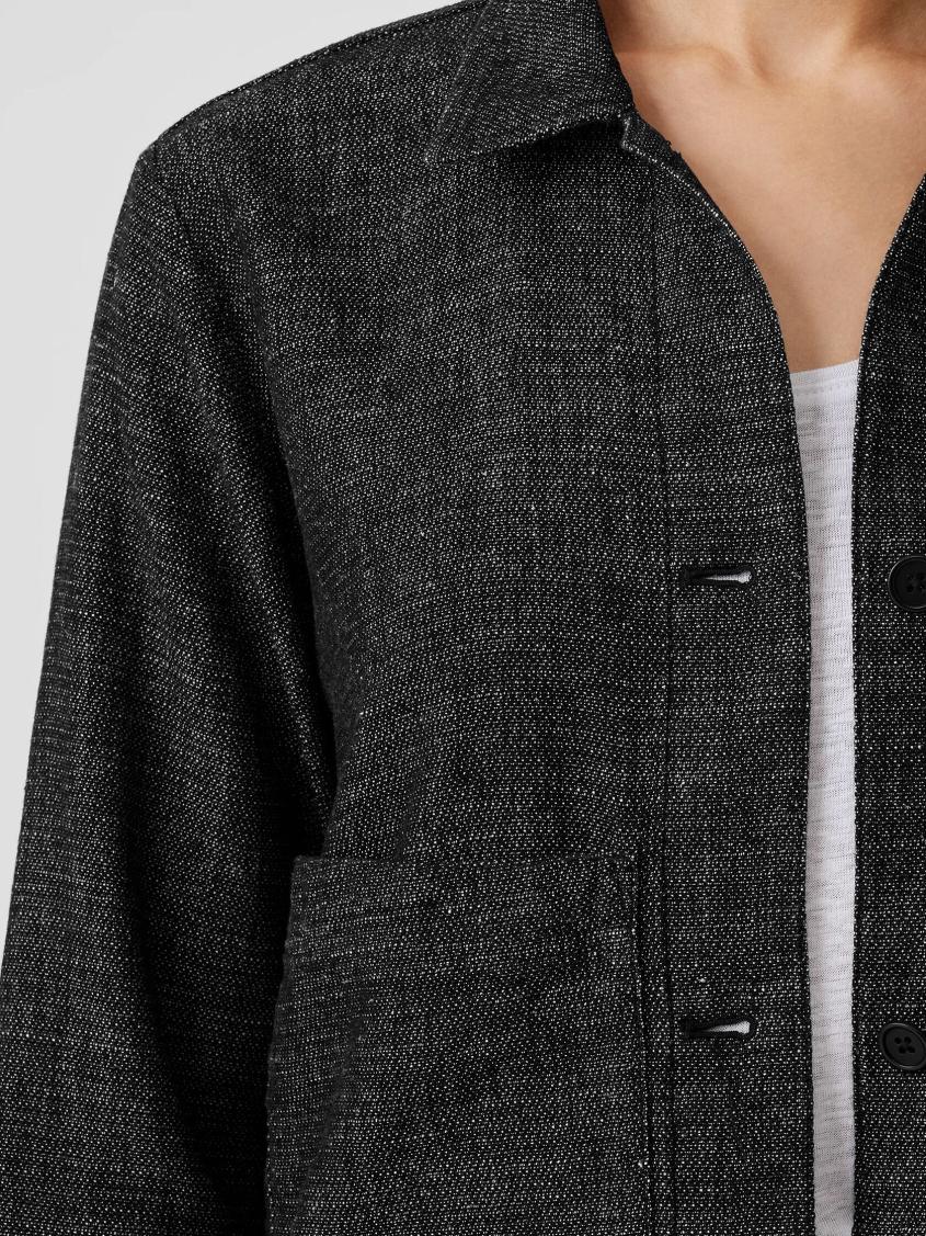 Eileen Fisher Jackets, Coats &amp; Vests | Tweedy Hemp Cotton Classic Collar Jacket Black - Women