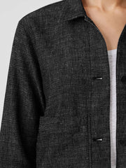 Eileen Fisher Jackets, Coats &amp; Vests | Tweedy Hemp Cotton Classic Collar Jacket Black - Women