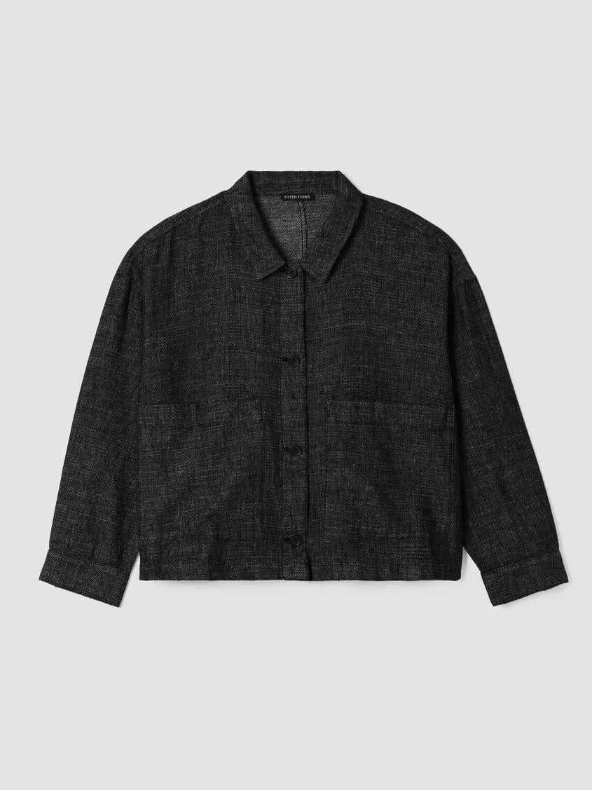 Eileen Fisher Jackets, Coats &amp; Vests | Tweedy Hemp Cotton Classic Collar Jacket Black - Women