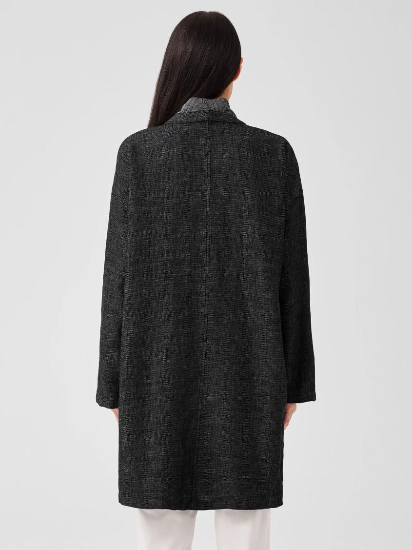 Eileen Fisher Jackets, Coats &amp; Vests | Tweedy Hemp Cotton High Collar Coat Black - Women