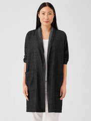 Eileen Fisher Jackets, Coats &amp; Vests | Tweedy Hemp Cotton High Collar Coat Black - Women