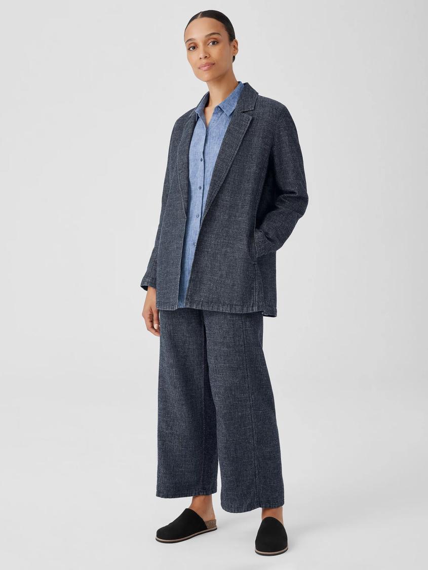 Eileen Fisher Jackets, Coats &amp; Vests | Tweedy Hemp Cotton Long Blazer Denim - Women