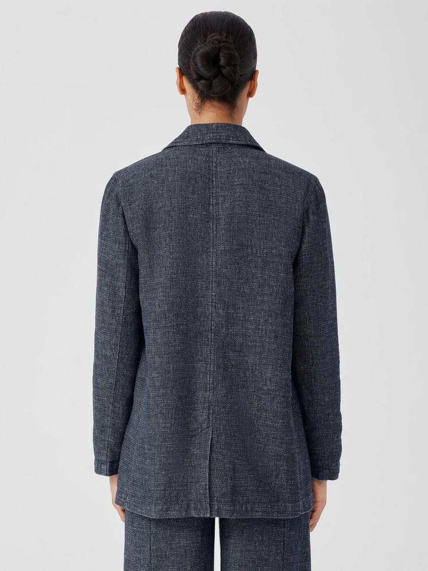 Eileen Fisher Jackets, Coats &amp; Vests | Tweedy Hemp Cotton Long Blazer Denim - Women