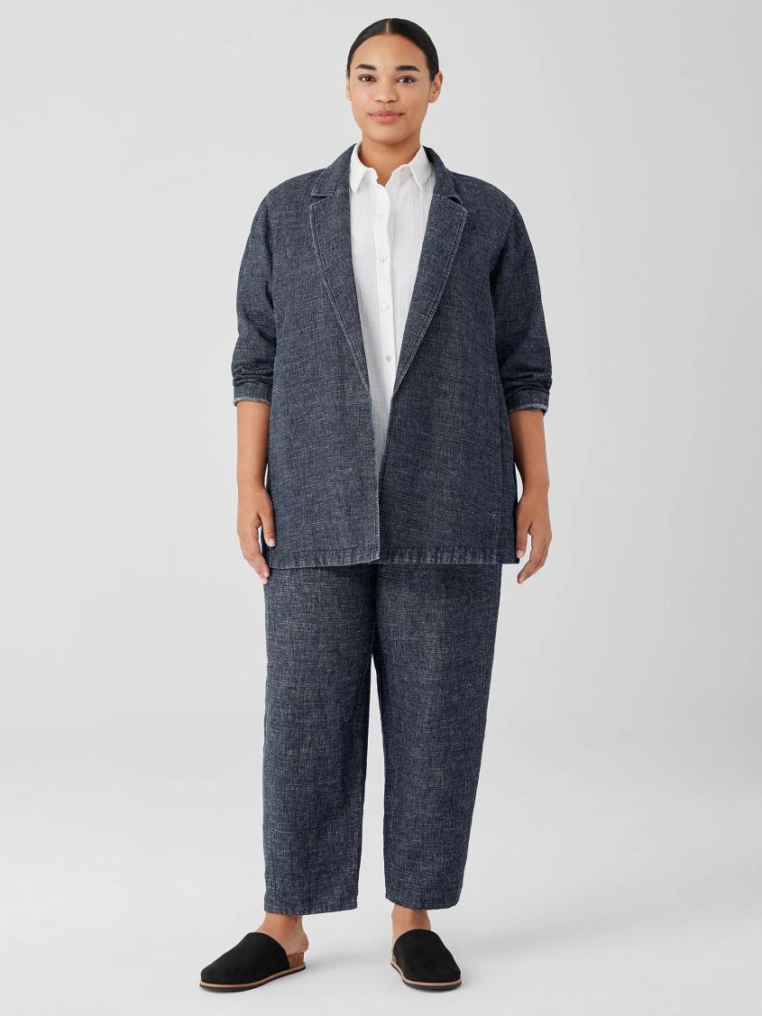 Eileen Fisher Jackets, Coats &amp; Vests | Tweedy Hemp Cotton Long Blazer Denim - Women