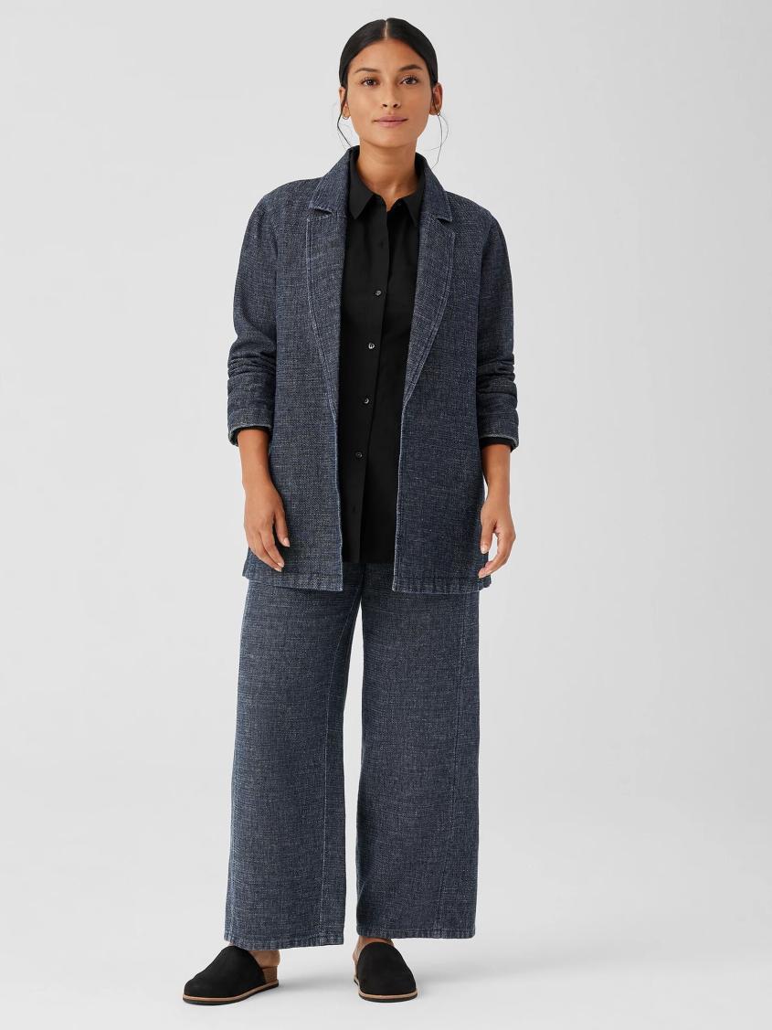 Eileen Fisher Jackets, Coats &amp; Vests | Tweedy Hemp Cotton Long Blazer Denim - Women