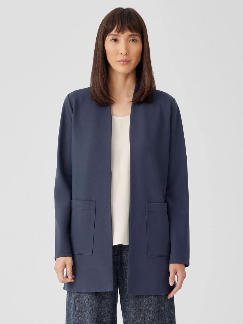 Eileen Fisher Jackets, Coats &amp; Vests | Washable Flex Ponte High Collar Jacket Ocean - Women