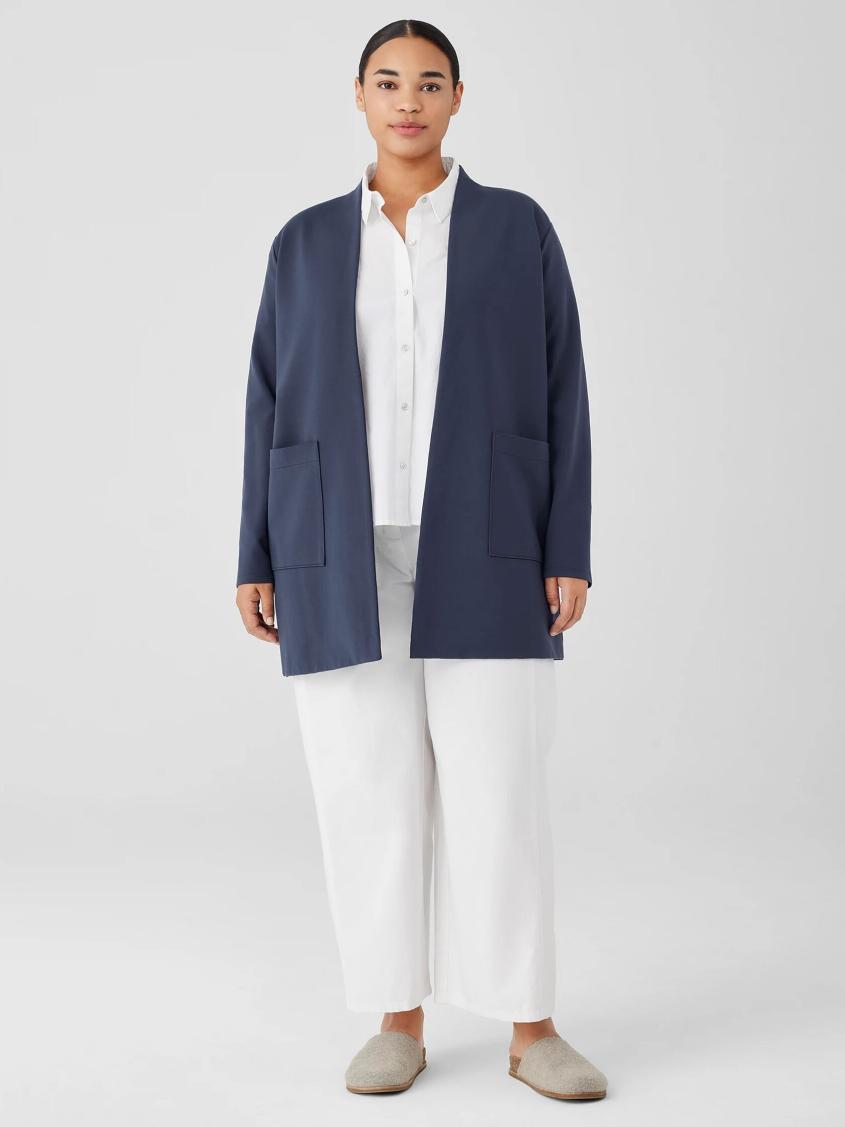 Eileen Fisher Jackets, Coats &amp; Vests | Washable Flex Ponte High Collar Jacket Ocean - Women