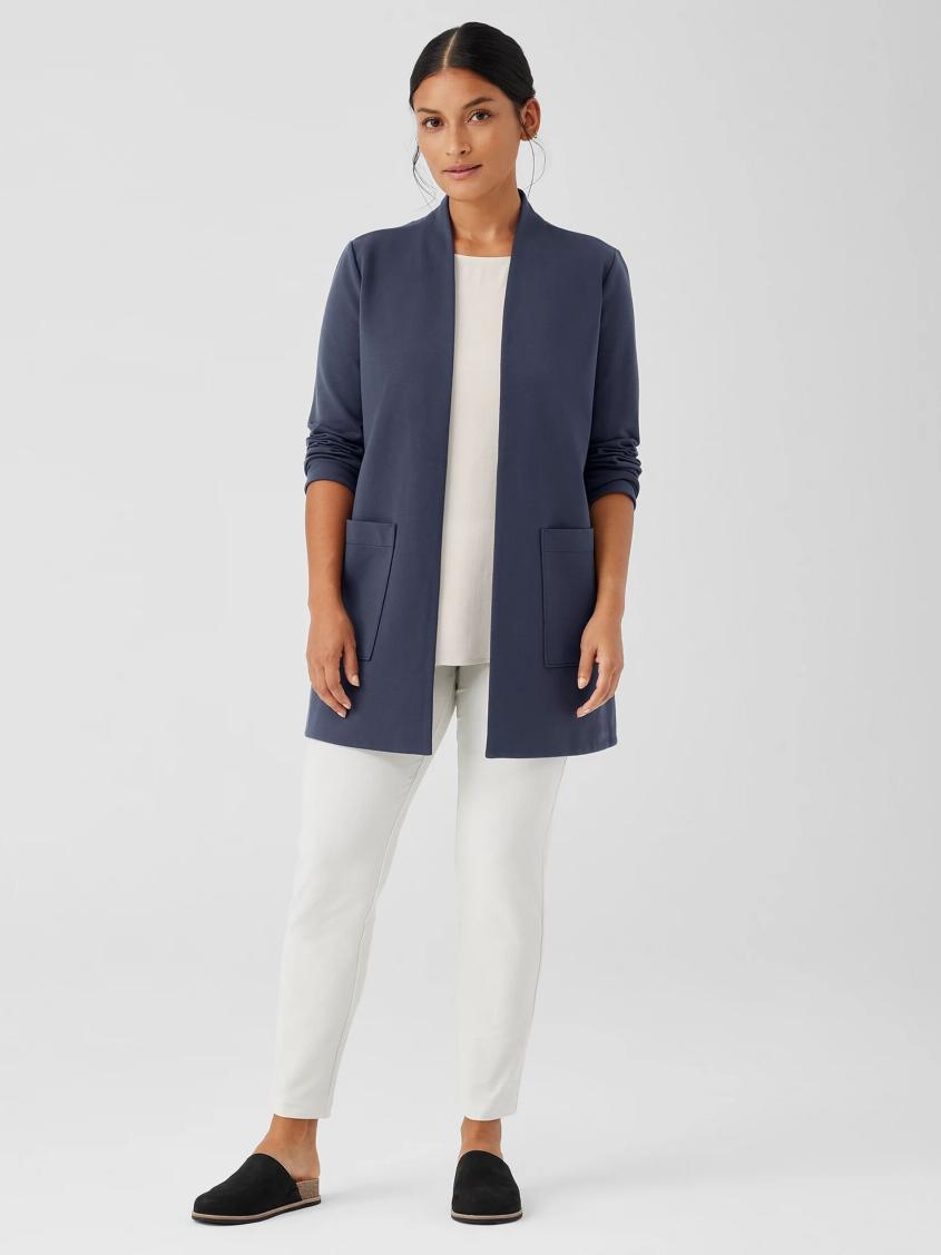 Eileen Fisher Jackets, Coats &amp; Vests | Washable Flex Ponte High Collar Jacket Ocean - Women
