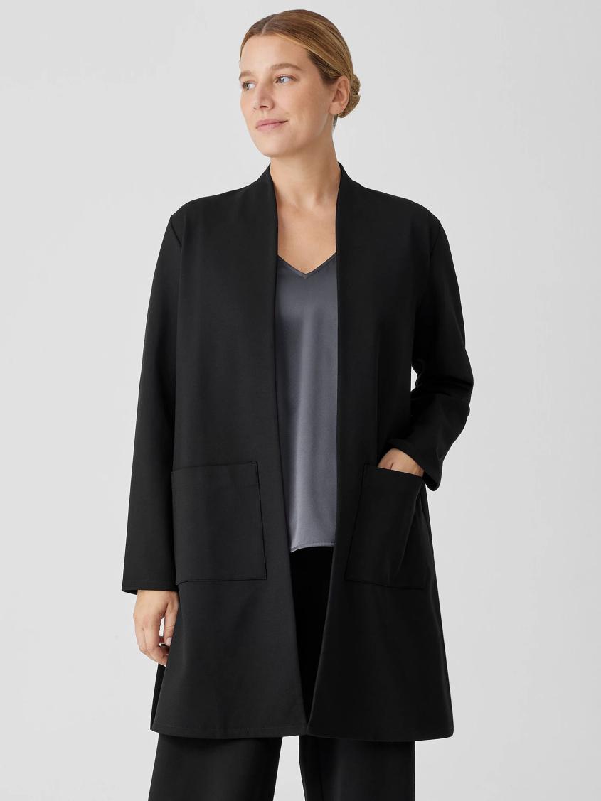 Eileen Fisher Jackets, Coats &amp; Vests | Washable Flex Ponte Long Jacket Black - Women