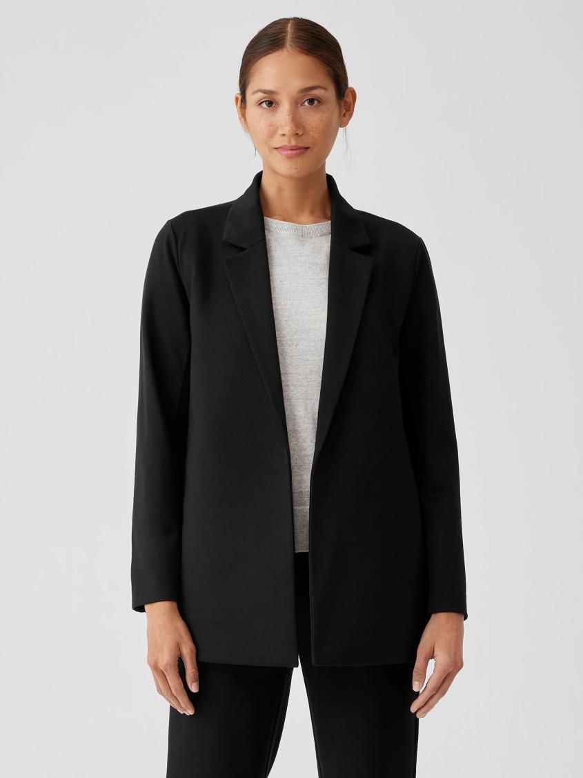 Eileen Fisher Jackets, Coats &amp; Vests | Washable Flex Ponte Notch Collar Long Blazer Black - Women