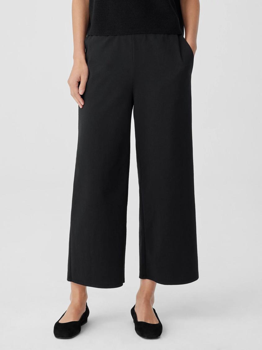 Eileen Fisher Pants, Shorts &amp; Jumpsuits | Cotton Blend Ponte Wide-Leg Pant Black - Women