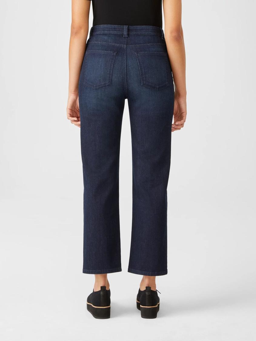 Eileen Fisher Pants, Shorts &amp; Jumpsuits | Organic Cotton Stretch Straight Ankle Jean Utility Blue - Women