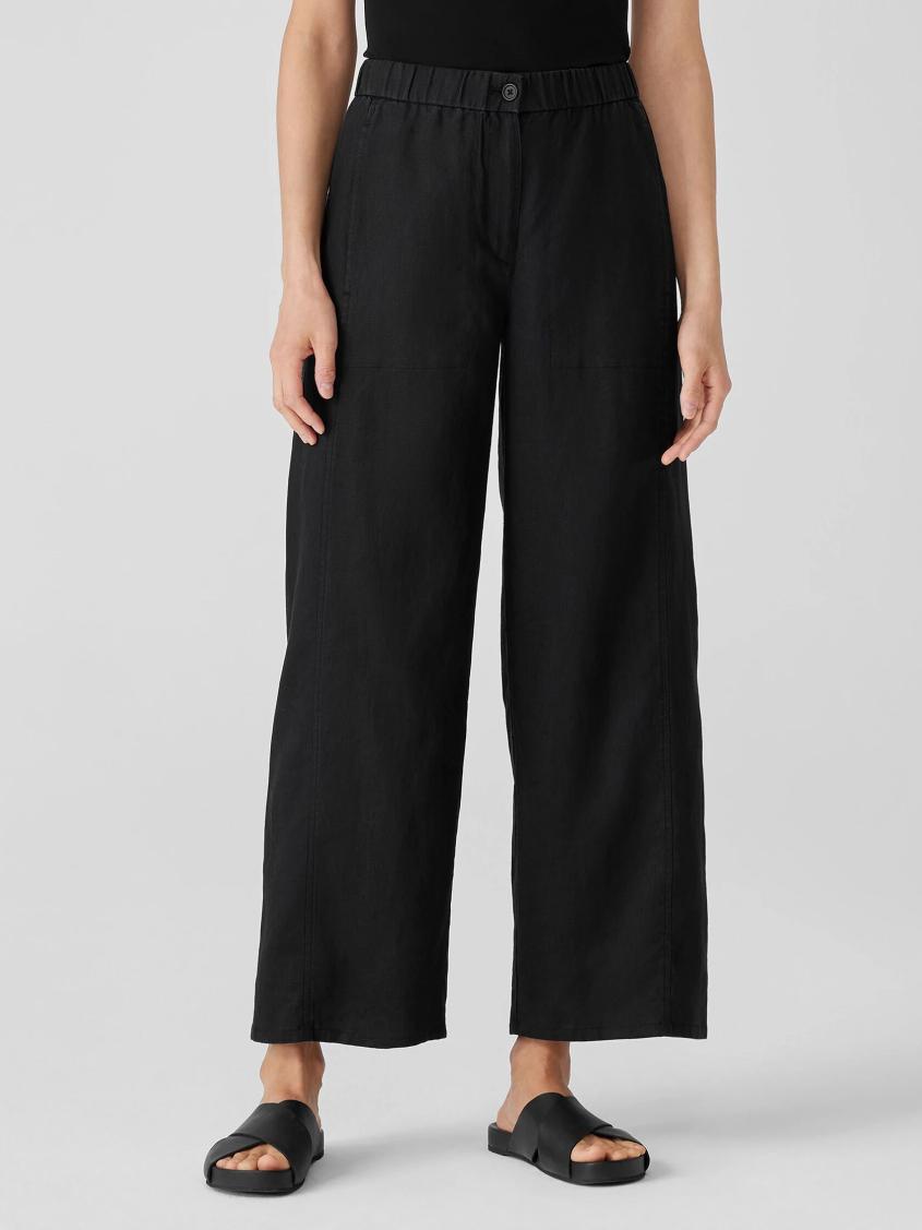 Eileen Fisher Pants, Shorts &amp; Jumpsuits | Organic Linen Wide Trouser Pant Black - Women