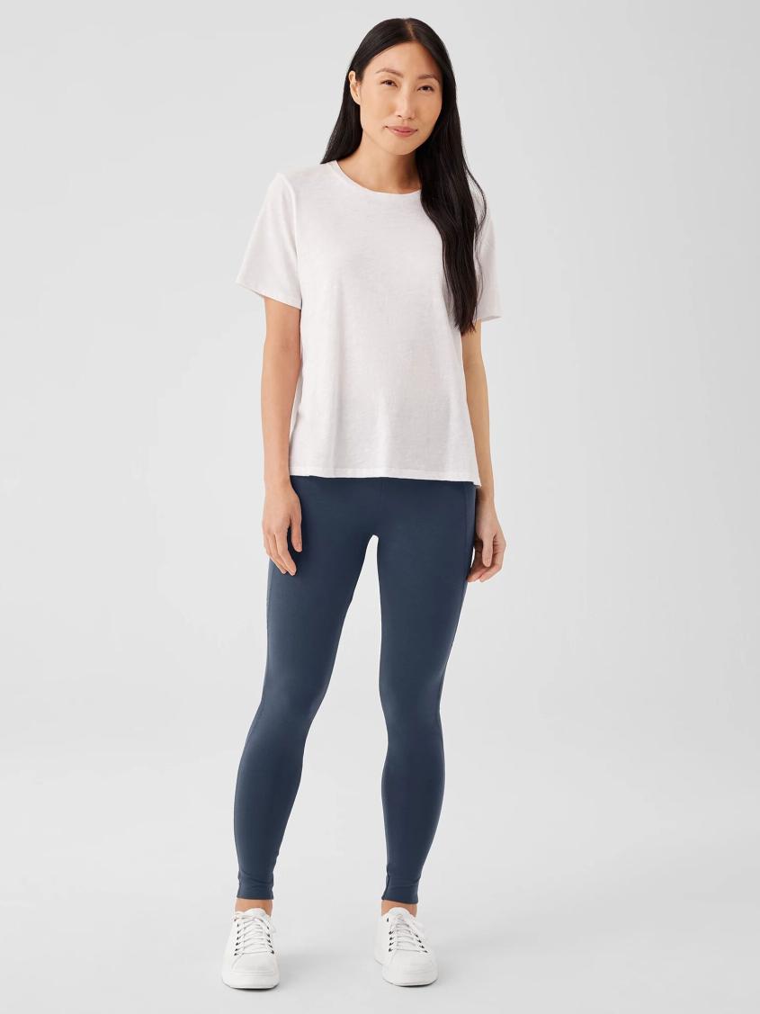 Eileen Fisher Pants, Shorts &amp; Jumpsuits | Pima Cotton Stretch Jersey High-Waisted Leggings Ocean - Women