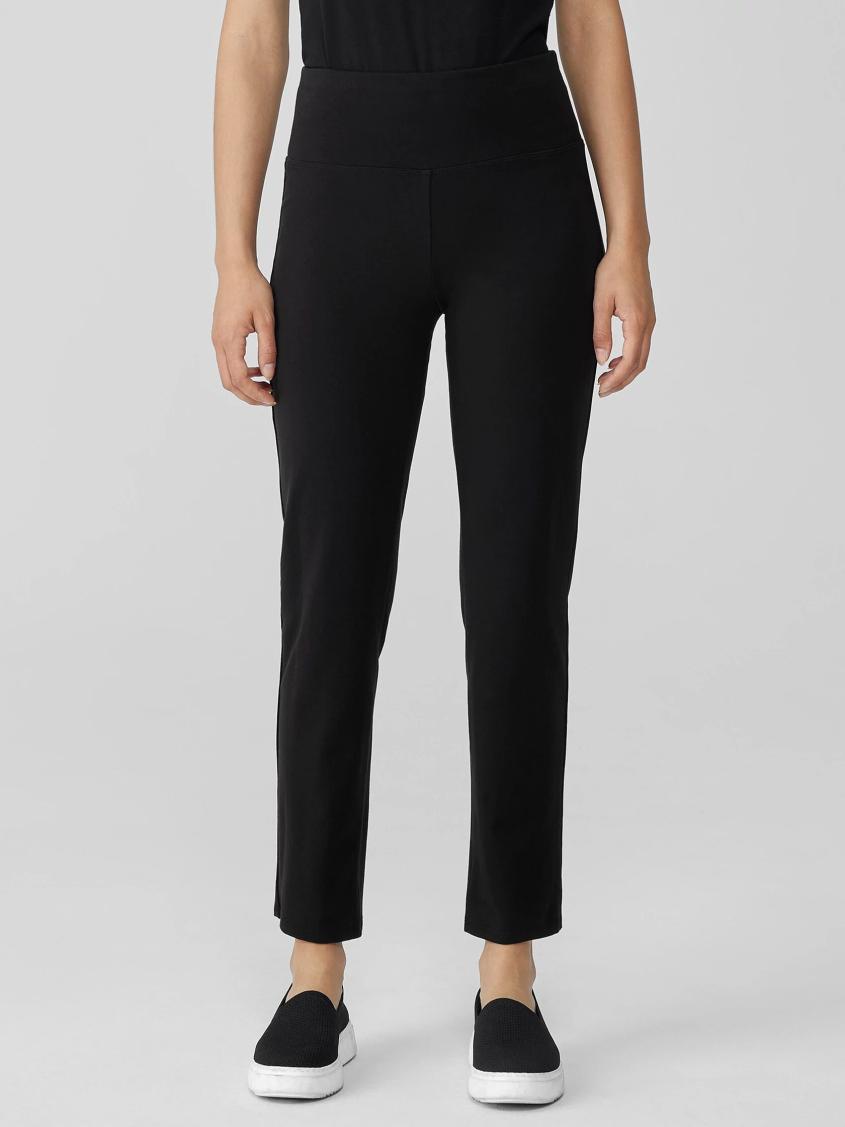 Eileen Fisher Pants, Shorts &amp; Jumpsuits | Pima Cotton Stretch Jersey High-Waisted Pant Black - Women