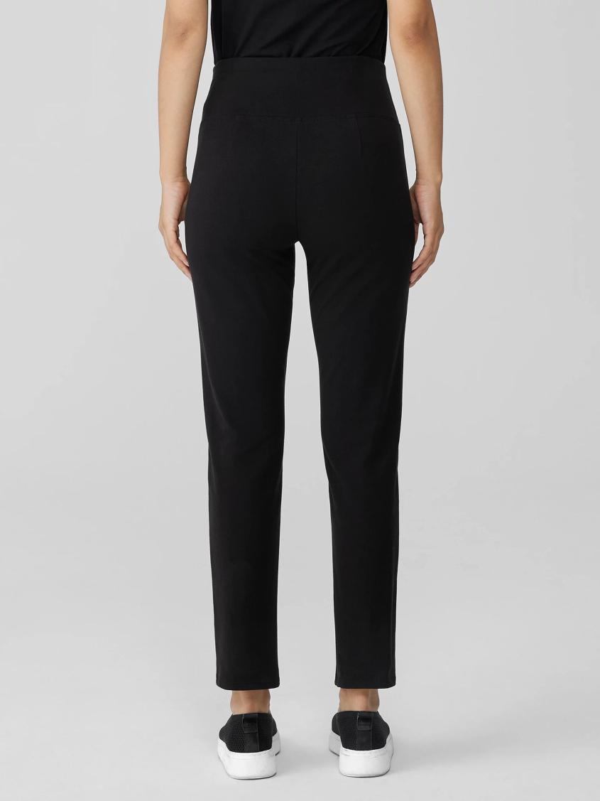 Eileen Fisher Pants, Shorts &amp; Jumpsuits | Pima Cotton Stretch Jersey High-Waisted Pant Black - Women