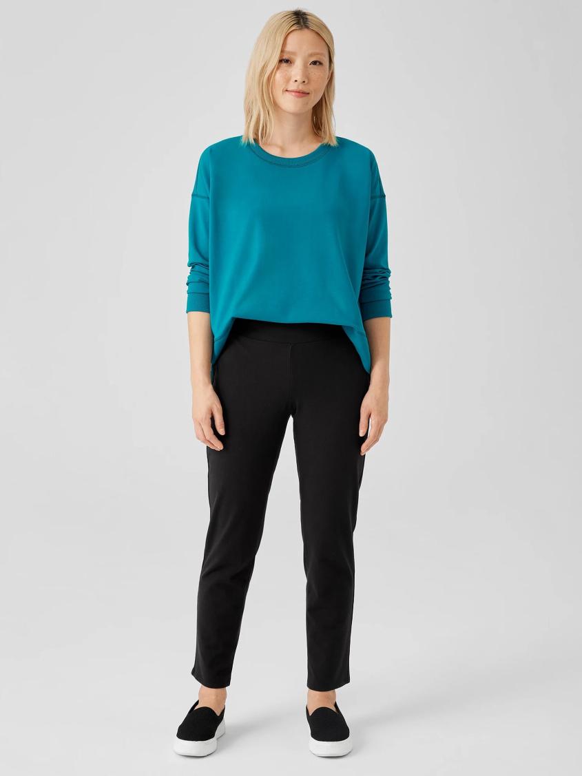 Eileen Fisher Pants, Shorts &amp; Jumpsuits | Pima Cotton Stretch Jersey High-Waisted Pant Black - Women