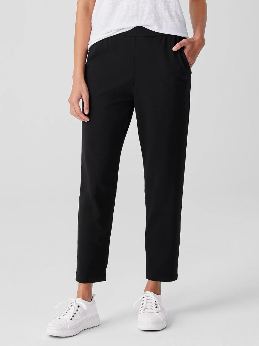 Eileen Fisher Pants, Shorts &amp; Jumpsuits | Pima Cotton Stretch Jersey Tapered Pant Black - Women
