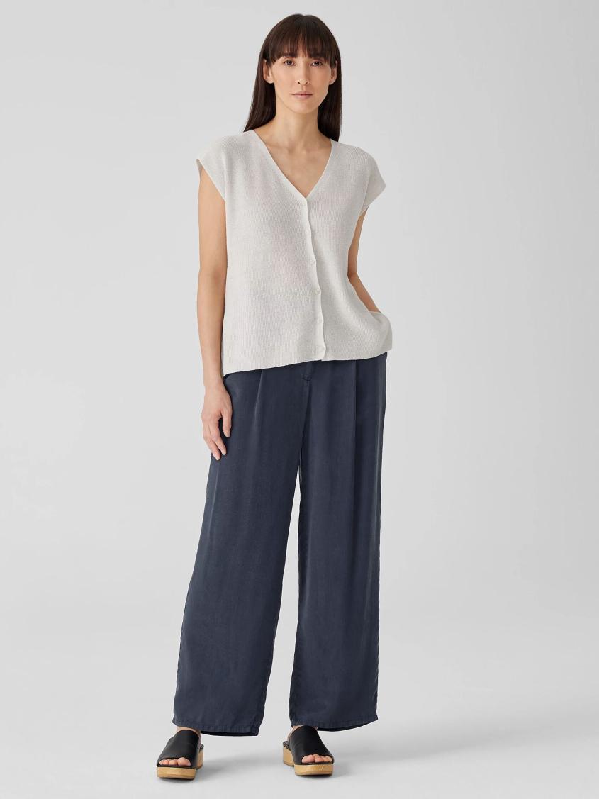 Eileen Fisher Pants, Shorts &amp; Jumpsuits | Sandwashed Twill Wide Trouser Pant Ocean - Women