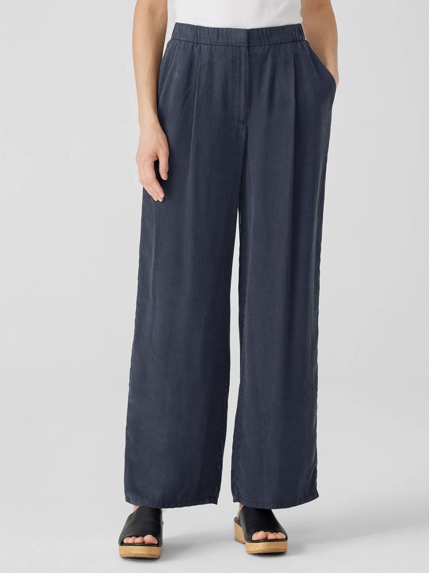 Eileen Fisher Pants, Shorts &amp; Jumpsuits | Sandwashed Twill Wide Trouser Pant Ocean - Women