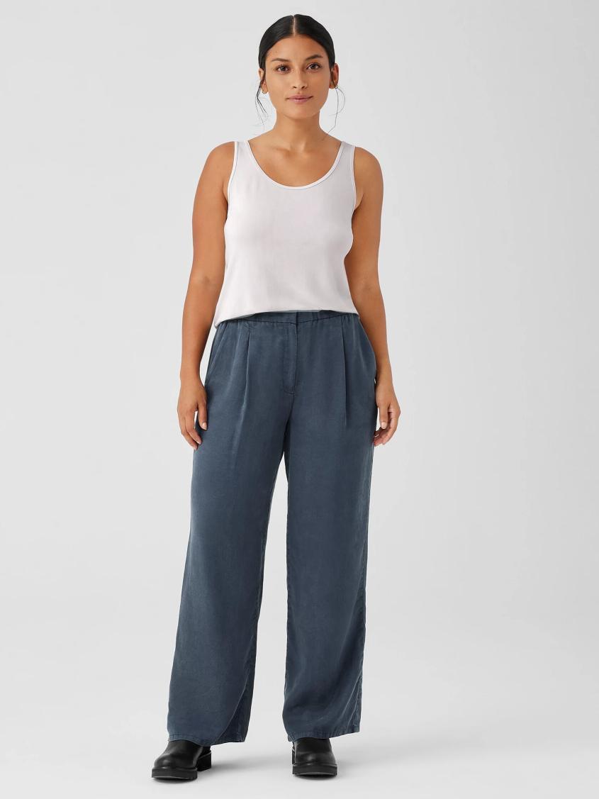 Eileen Fisher Pants, Shorts &amp; Jumpsuits | Sandwashed Twill Wide Trouser Pant Ocean - Women