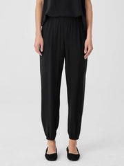 Eileen Fisher Pants, Shorts &amp; Jumpsuits | Silk Georgette Crepe Jogger Pant Black - Women