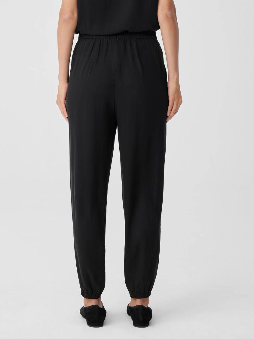 Eileen Fisher Pants, Shorts &amp; Jumpsuits | Silk Georgette Crepe Jogger Pant Black - Women