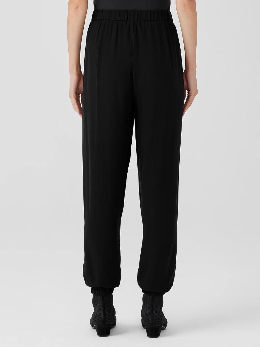 Eileen Fisher Pants, Shorts &amp; Jumpsuits | Silk Georgette Crepe Jogger Pant Black - Women