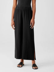 Eileen Fisher Pants, Shorts &amp; Jumpsuits | Silk Georgette Crepe Pant With Slits Black - Women