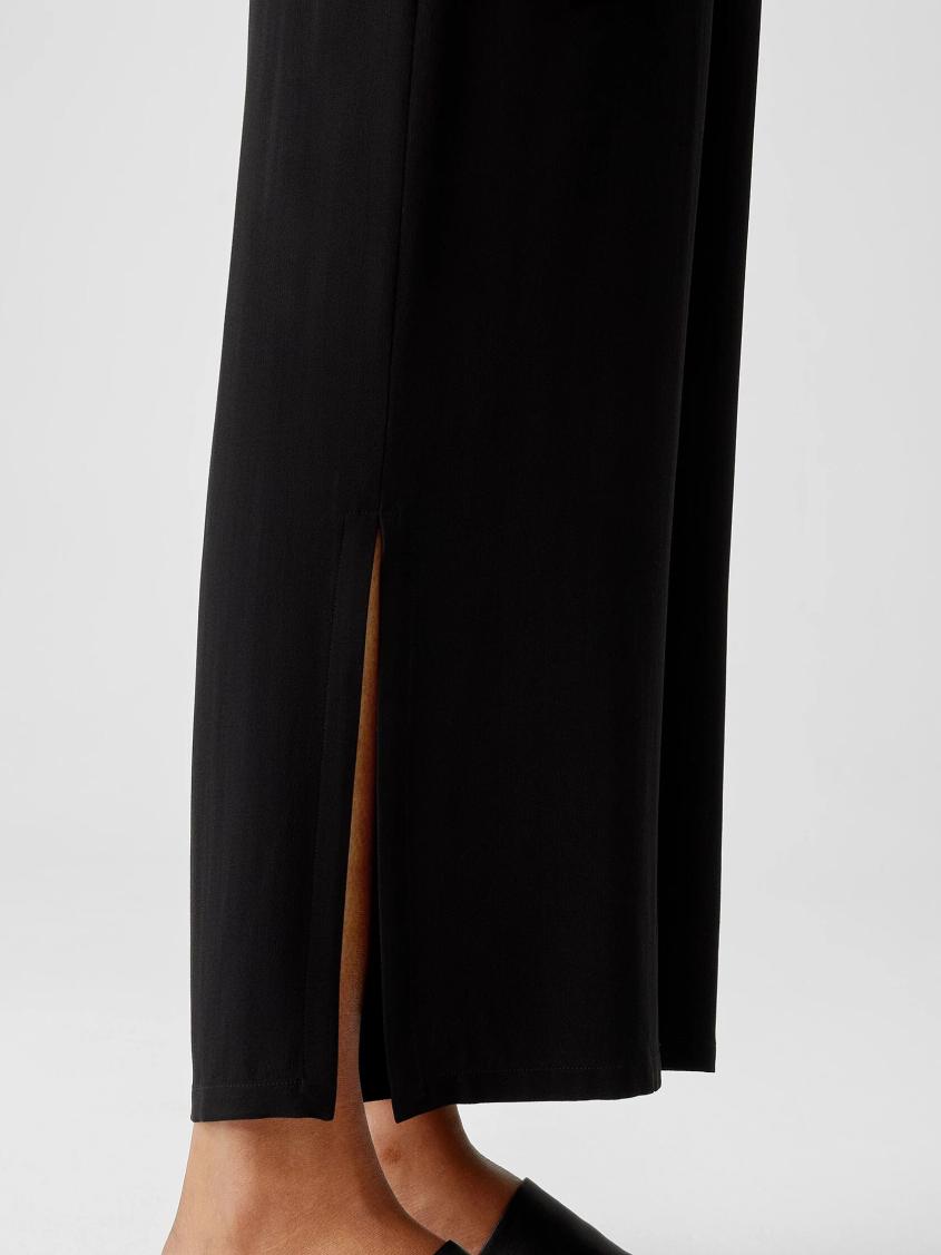 Eileen Fisher Pants, Shorts &amp; Jumpsuits | Silk Georgette Crepe Pant With Slits Black - Women