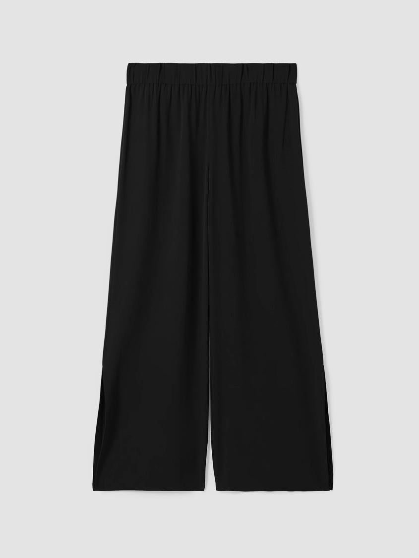 Eileen Fisher Pants, Shorts &amp; Jumpsuits | Silk Georgette Crepe Pant With Slits Black - Women