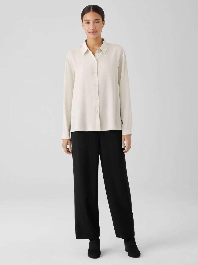 Eileen Fisher Pants, Shorts &amp; Jumpsuits | Silk Georgette Crepe Straight Pant Black - Women