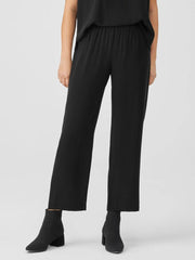 Eileen Fisher Pants, Shorts &amp; Jumpsuits | Silk Georgette Crepe Straight Pant Black - Women
