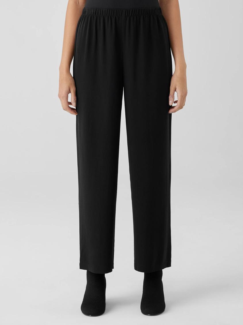 Eileen Fisher Pants, Shorts &amp; Jumpsuits | Silk Georgette Crepe Straight Pant Black - Women